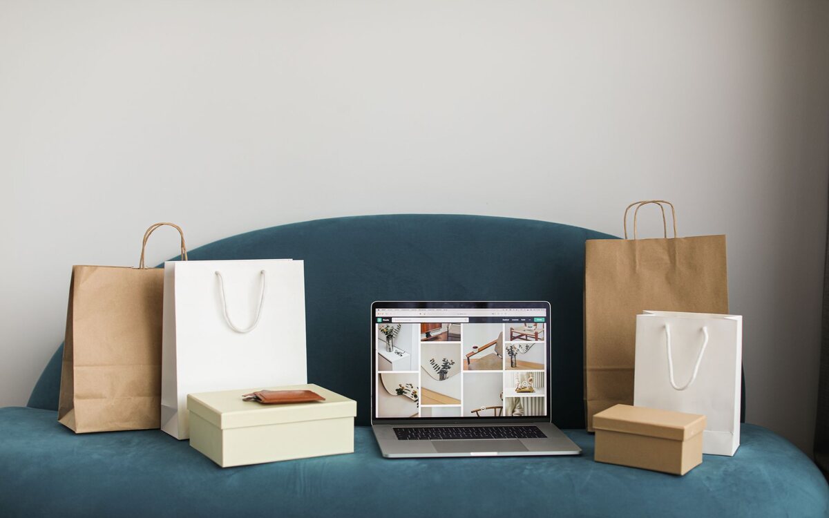 Laptop showing an online store